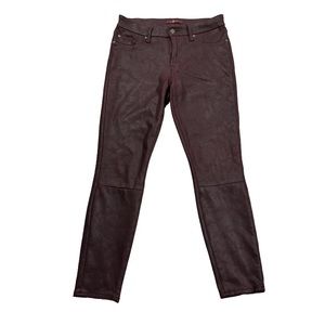 7 FOR ALL MANKIND Maroon Merlot Coated Faux Leather Skinny Pants Size 30